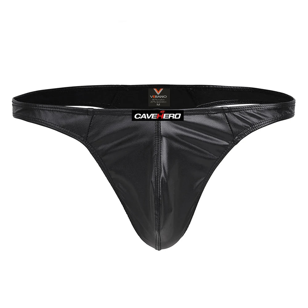 Faux Leather Thong Jockstrap