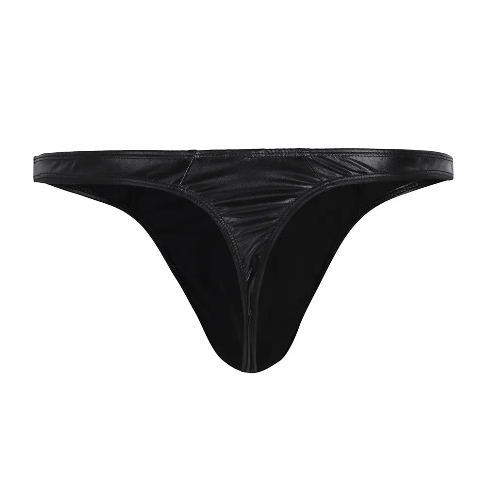 Faux Leather Thong Jockstrap