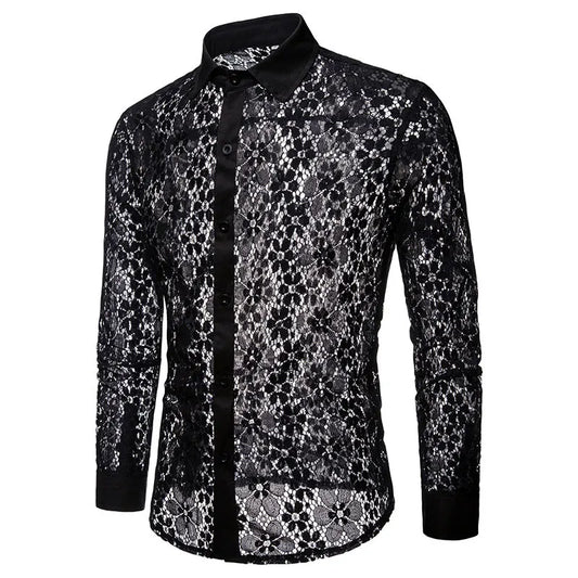 Lace Flower Button Up Shirt